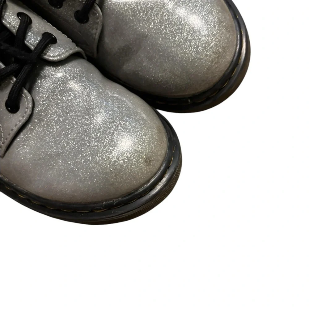 Dr Marten Kids Combat Silver Sparkle Boots- Size 2